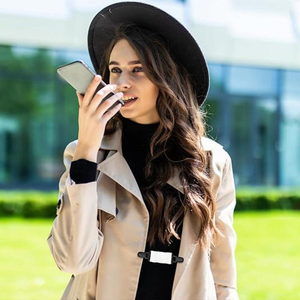 Knitted Elastic Belt Fit Dress Cinch Clips Durable Non-slip Cardigan Collar Clips Black Color Multifunctional Clip