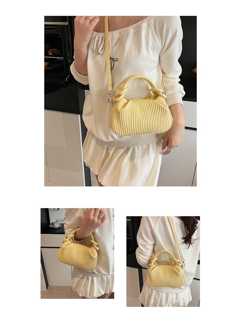Versatile Striped Pleated Handbag - Women's 2025 Fashion Small Square Shoulder Bag