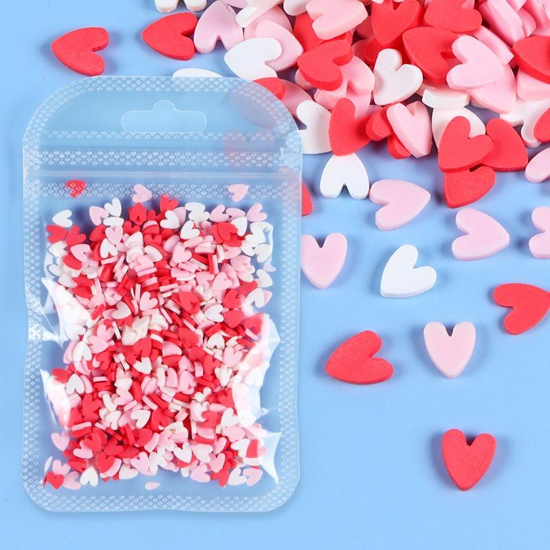 10g/bag Heart Shaped Soft Ceramic Sliced Valentine's Day Nail Accessories for Making Charming Nail Decoration Accessories DIY Nail Products