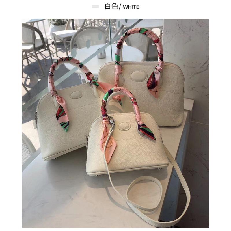 New lychee pattern platinum bag first layer cowhide shell bag single shoulder oblique span leather portable bowling women's bag
