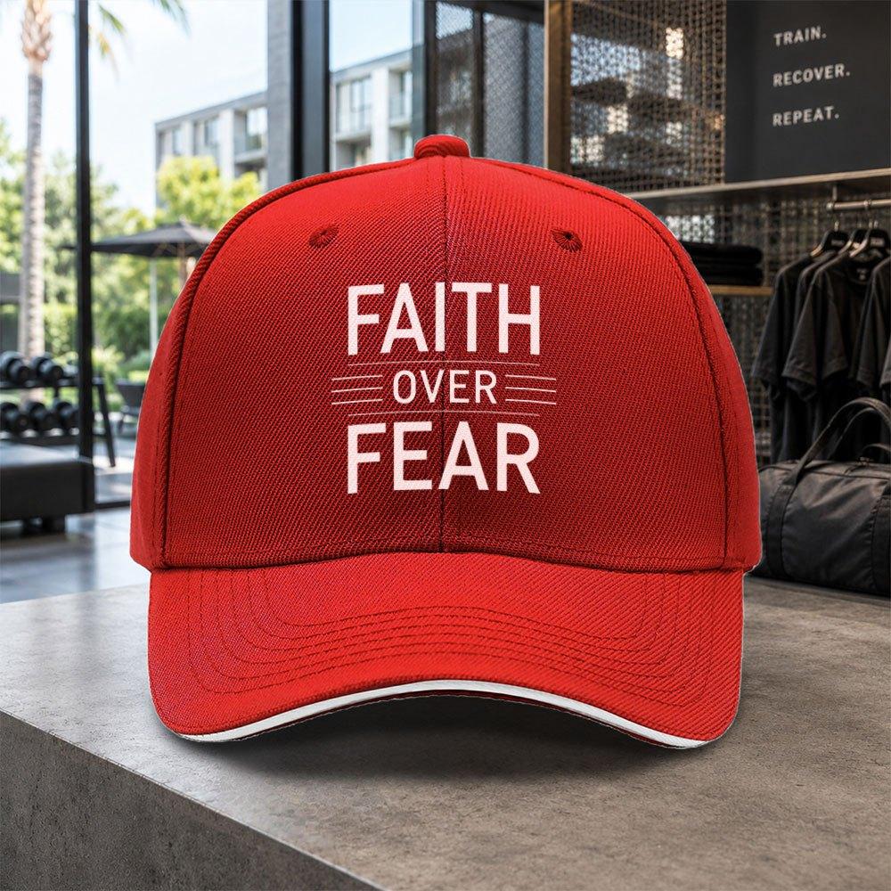 1pc Easy Faith Over Fear Sandwich Baseball Cap Unisex Easy Lightweight Adjustable Outdoor Duckbill Hat Suitable For Concerts Pa