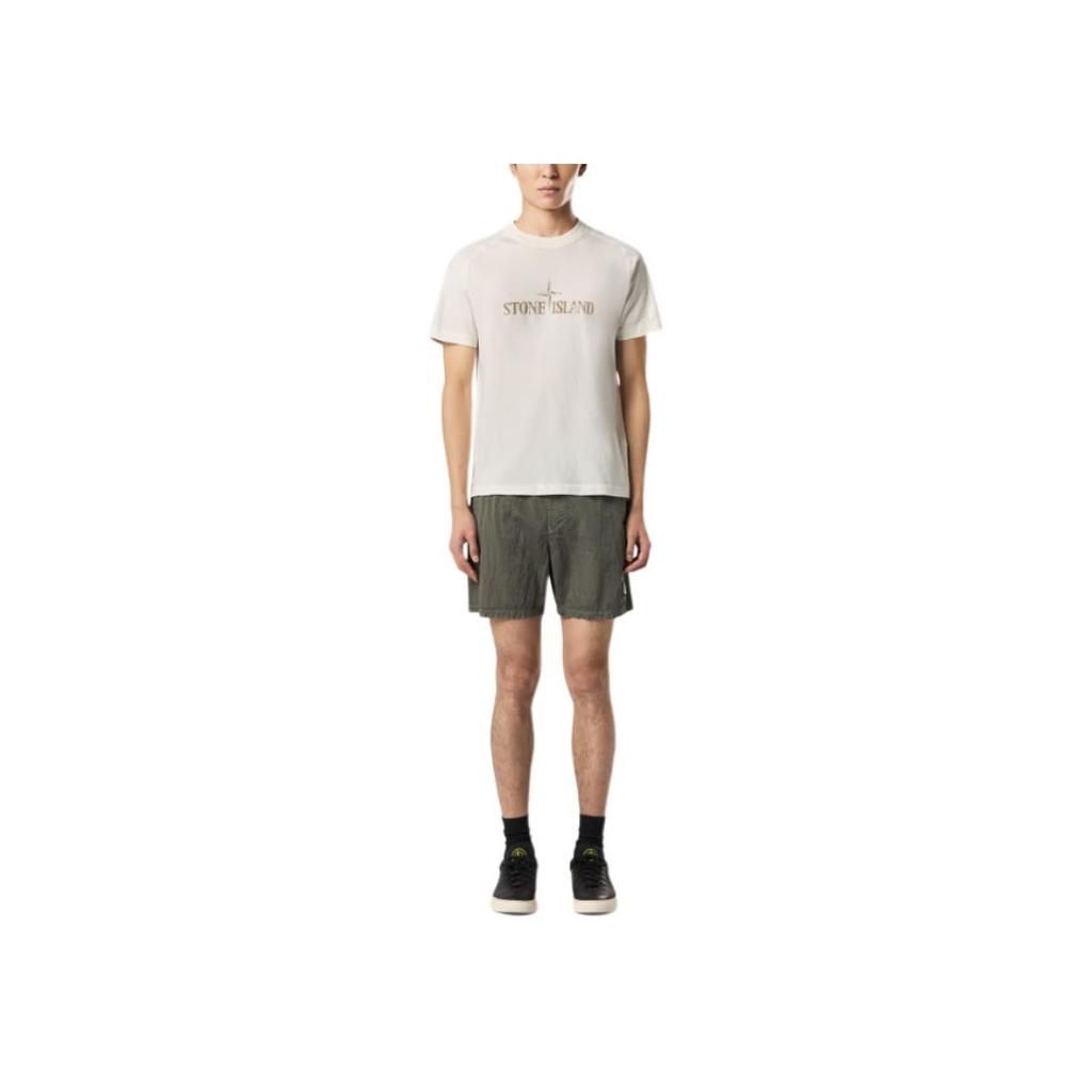 STONE ISLAND Letter Logo Pullover Crew Neck Short Sleeve T-Shirt Men T-Shirts White K1S1521000-20S0081-V0093