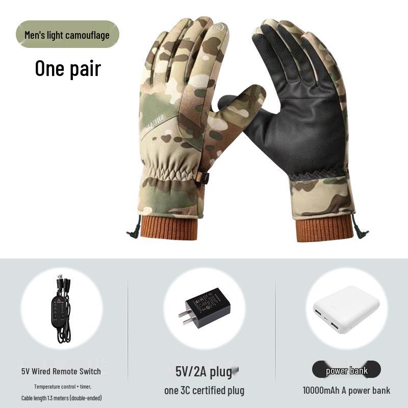 USB Heated Gloves: Winter Warmth with Thick Velvet, Cold-Resistant Motorcycle Riding Power Bank Heating