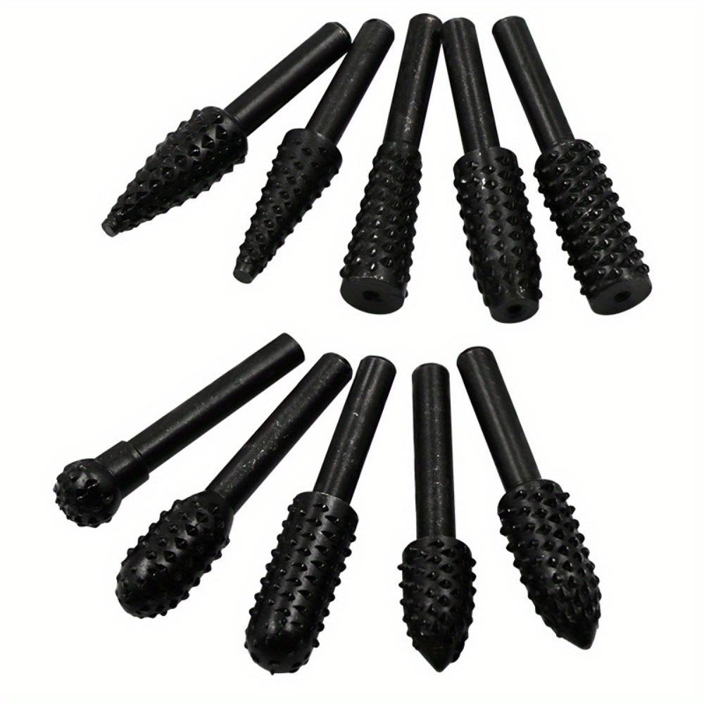 10-Piece Carbide Burr Set 1/4" Shank - Double Cut Tungsten Carbide Die Grinder Bits For Metal & Wood