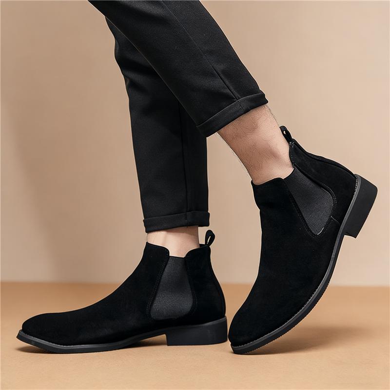 Pointed Suede Leather Casual Chelsea Ankle Boot For Men Luxury Designer Winter Brnad Trend Blue High Tops Shoes Zapatos Hombre