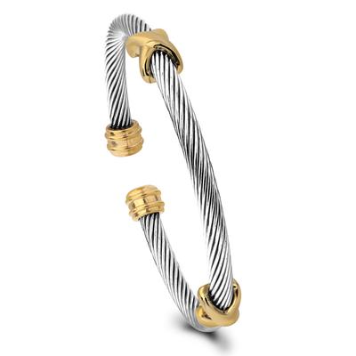 Pulseira de aço titânio em forma de X Pulseira de cabo