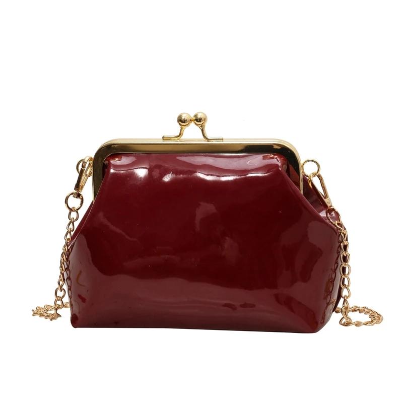 

Глянцевые женские сумки через плечо из ПУ, цепочки, вечерние сумки через плечо для женщин, модные, универсальные, новые