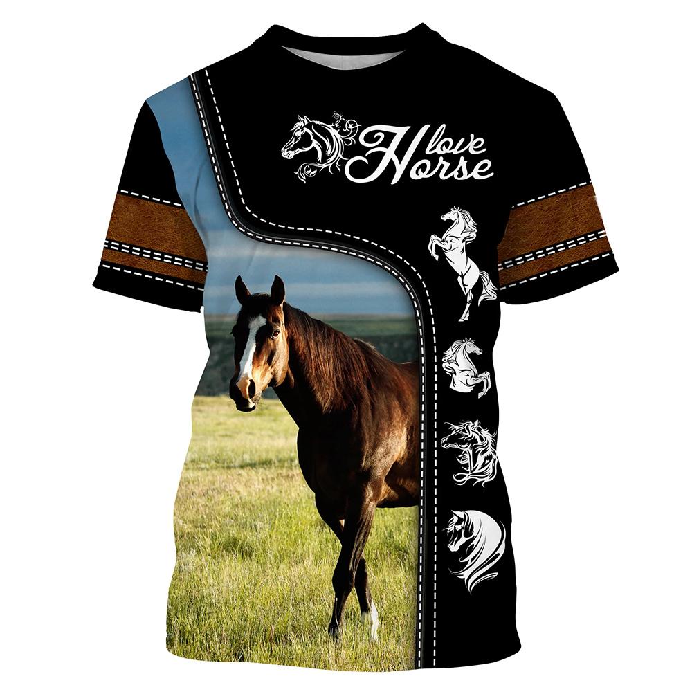 2024 Men's Short Sleeve T-shirt 3D Printed Horse T-shirt Loose O-neck T-shirt Casual Short Sleeve Men's Clothing S-5XL