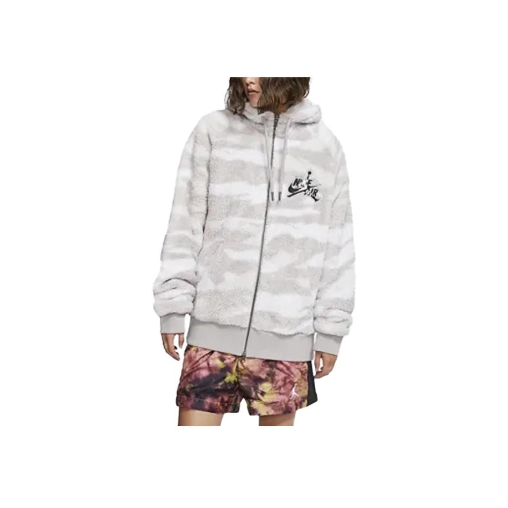 Jordan Wings Fleece Zip Hoodie Jacket Men Outerwear White Grey CD4830-100