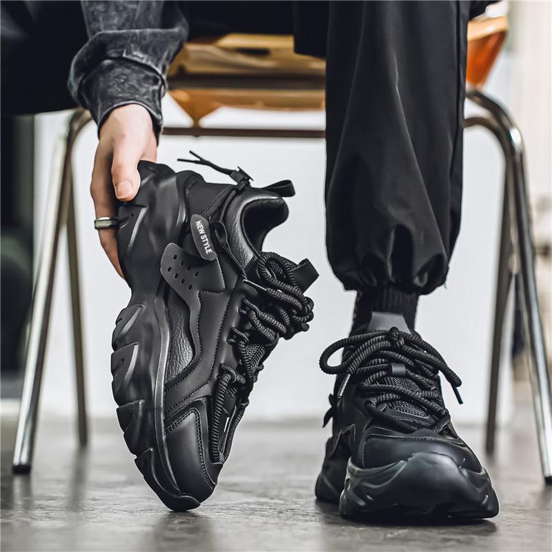 Men's Shoes Summer 2025 New Boys Mesh Sports Leisure Thick Sole Height Increase Running Black Dad Versatile Trendy Shoes