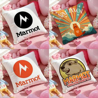 Cute Design M-Marmot Cushion Cover Anti-dustmite Pillowcase Invisible Zipper Silky Short Plush Sofa Cushion Cover