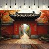 2D Herbst Chinesischer Tempel Hintergrund für Porträtfotografie