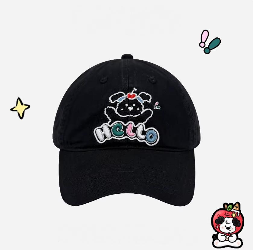 

Unisex Cotton Mesh Baseball Cap Puppy Letter Embroidery Korean Vintage Style Hat for Outdoor Casual Wear Adjustable