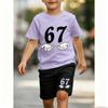Fashion Funny 67 Palm Printed 11 Colors Kids T-shirt and Shorts 2 Piece Set Summer Home Outdoor Casual Outfit for Boy and Girl's T-shirt Sports Set