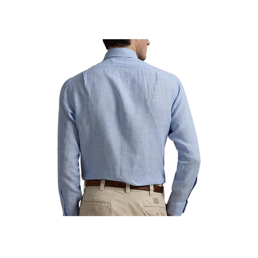 Polo Ralph Lauren Classic Houndstooth Linen Shirt Men shirts Blue White 710978099-001
