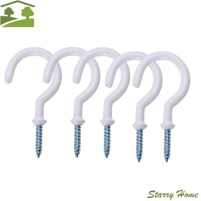 10pcs White Shouldered Screw-In Home Storage Ceiling Hooks Wall Mounted Mug Hanger Cup Hooks