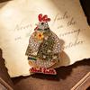 Luxury-style Diamond-studded Small Chicken Brooch, Cartoon-style Rooster Brooch Accessory, Zodiac Chicken