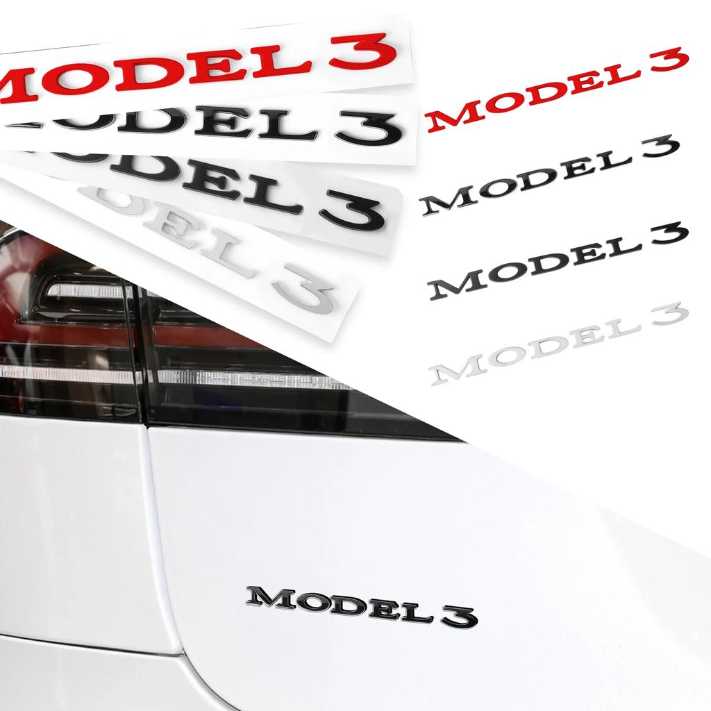 Autoaufkleber 2025 Neues Tesla Auto Umbau Zubehör ABS Auto Kofferraum Karosserie Motorhaube Emblem Logo Hinterer Aufkleber Für Tesla Model 3 Schlecht