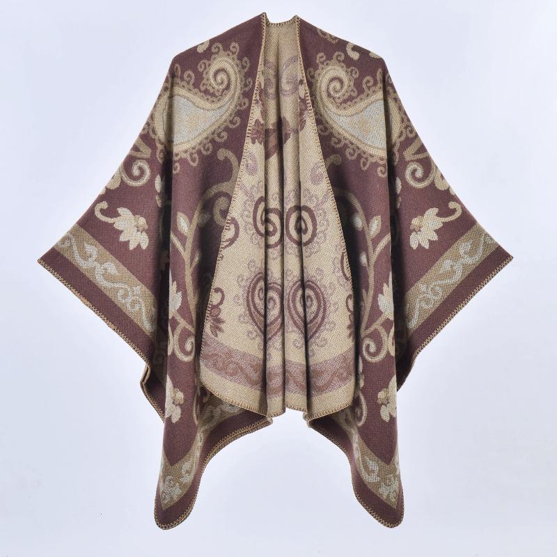Autumn and Winter Retro Cashew Flower Thickened Shawl Street Cloak Scarf