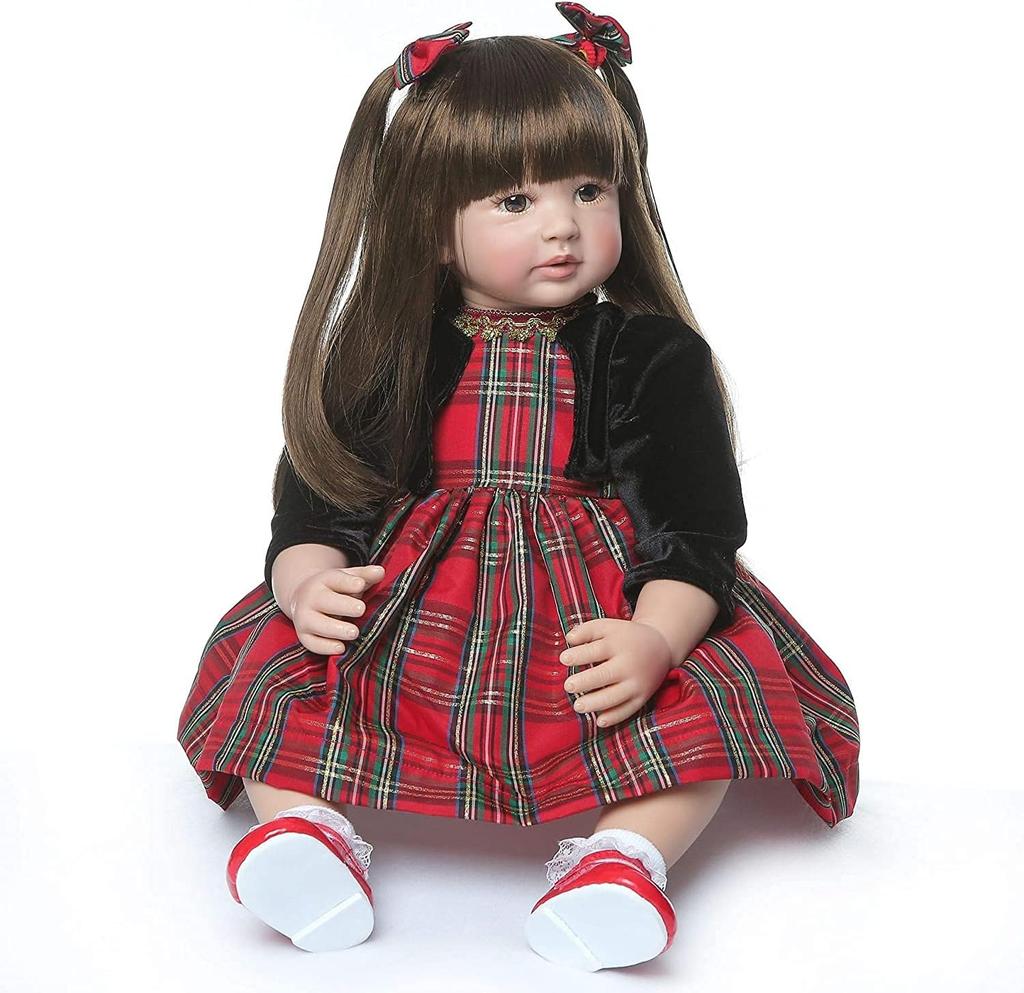 Reborn Toddler Dolls Realistic Girl 24 Inch Real Looking Soft Silicone Limbs and Head Soft Cloth Cute Baby Dolls with Beautiful Princess Dress