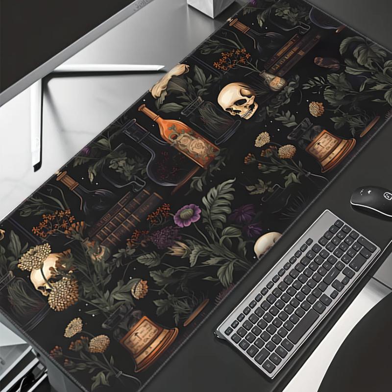 

Vintage Horror Skull Floral Rubber Mouse Pad Extended Keyboard Desk Mat Office Gaming Accessory Mouse Mat 900×400 Rug Desk Pad 600x300x3mm