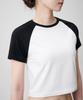 MUSINSA STANDARD WOMAN Women'S Slim Crop Raglan T-Shirt [White/Black]