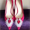 Fashion New Rhinestone Pointed High Heels Wedding Shoes Sexy Satin Women Pumps