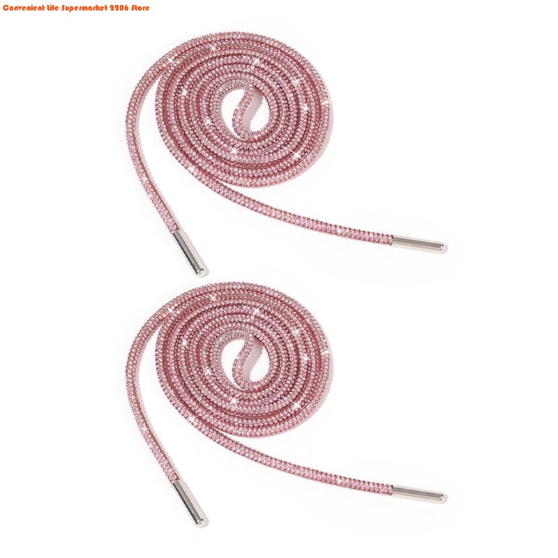 2Pcs Rhinestones Shoelaces 140cm Glitter Round Laces Shining Crystal Shoe Lace Strings Drawstring Cords Replacement