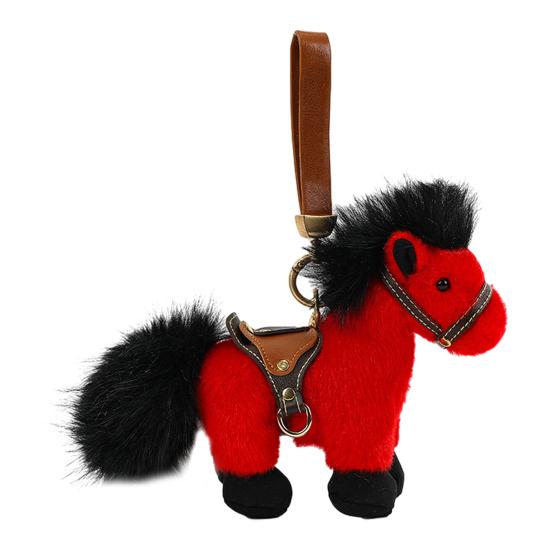 Year of The Horse Plush Keychain Soft Mini Pony with Saddle Cute Bag Charm Car Decoration Gift for 2026 Lunar New Year & Animal Lovers