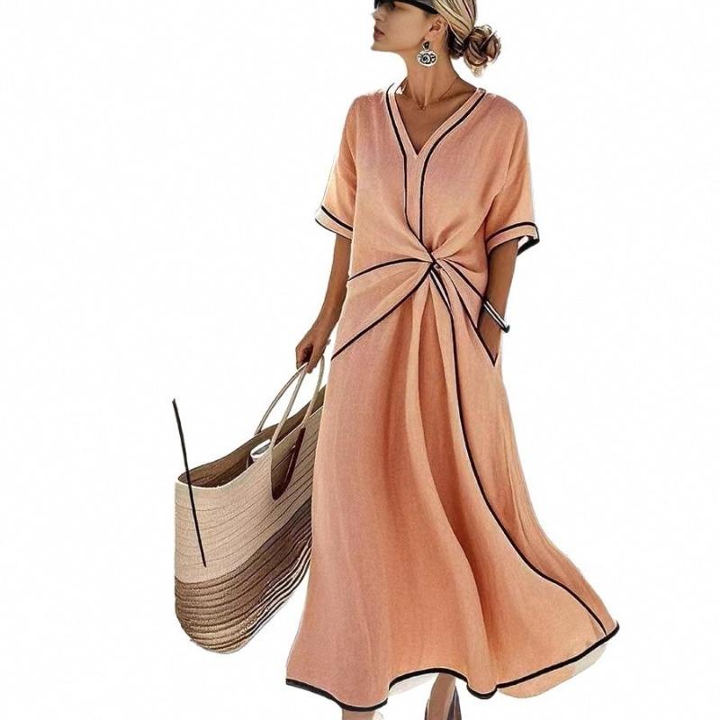 

Summer New Style Elegant Dress - Elegant Business-length Skirt 3XL помаранчевий/червоний