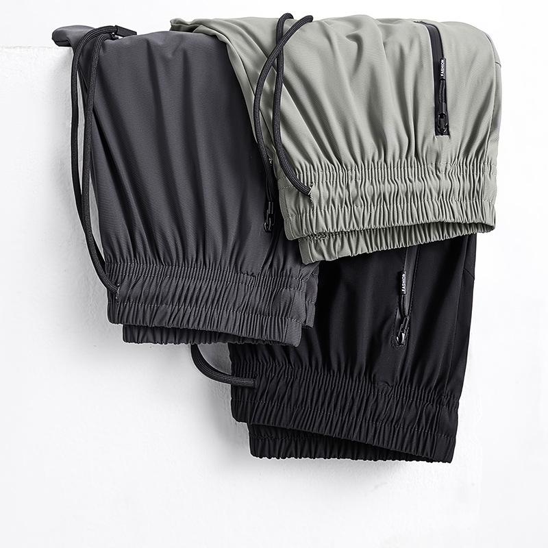 Men's Summer Elastic Ice Silk Quick-Dry Straight-Leg Pants
