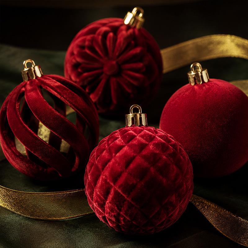 Christmas Flocking Ball Ornament Set - European Irregular Shapes