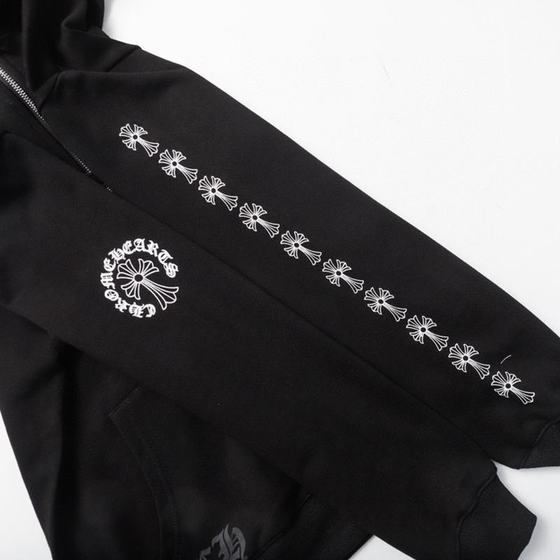 841 CHROME HEARTS 2026 Autumn and Winter New Plus Size Classic Style Logo Zipper Hooded Sweatshirt, Suitable for Couples to Wear