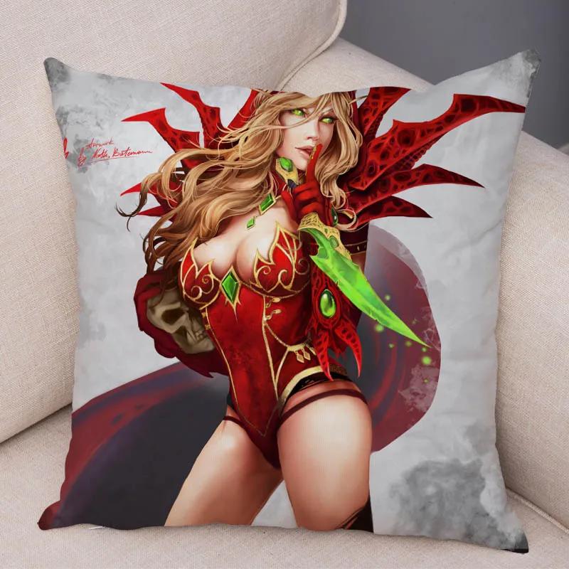 WOW Illidan Cushion Cover Decor Hot Game Hero Printed Pillow Covers for Sofa Home Pillow Case Super Soft Short Plush Pillowcase