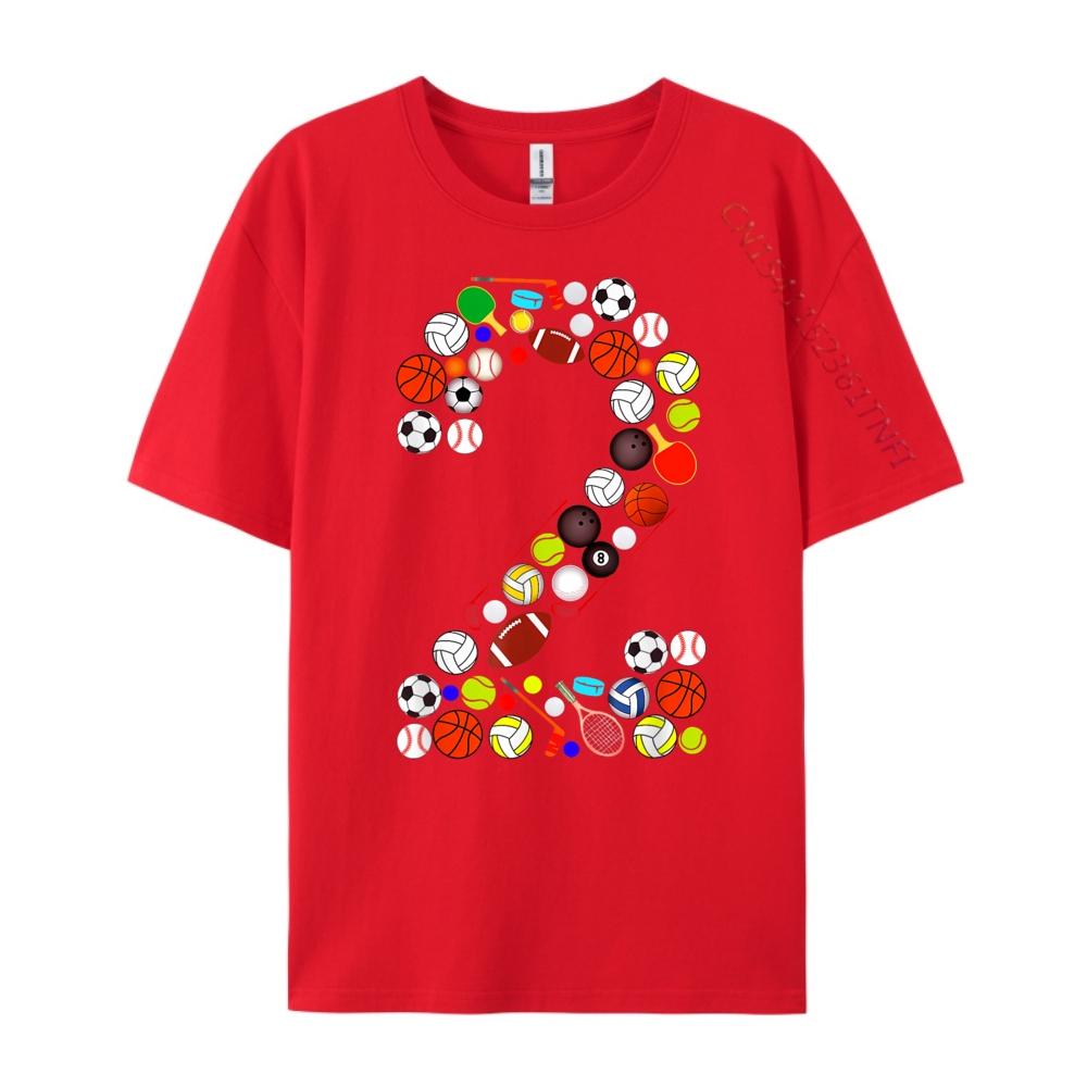 Kids 2nd Birthday Sports Big Number Two 2 Year Old Boy Mens Graphic Tshirts Mans Funny T Shirts Classic