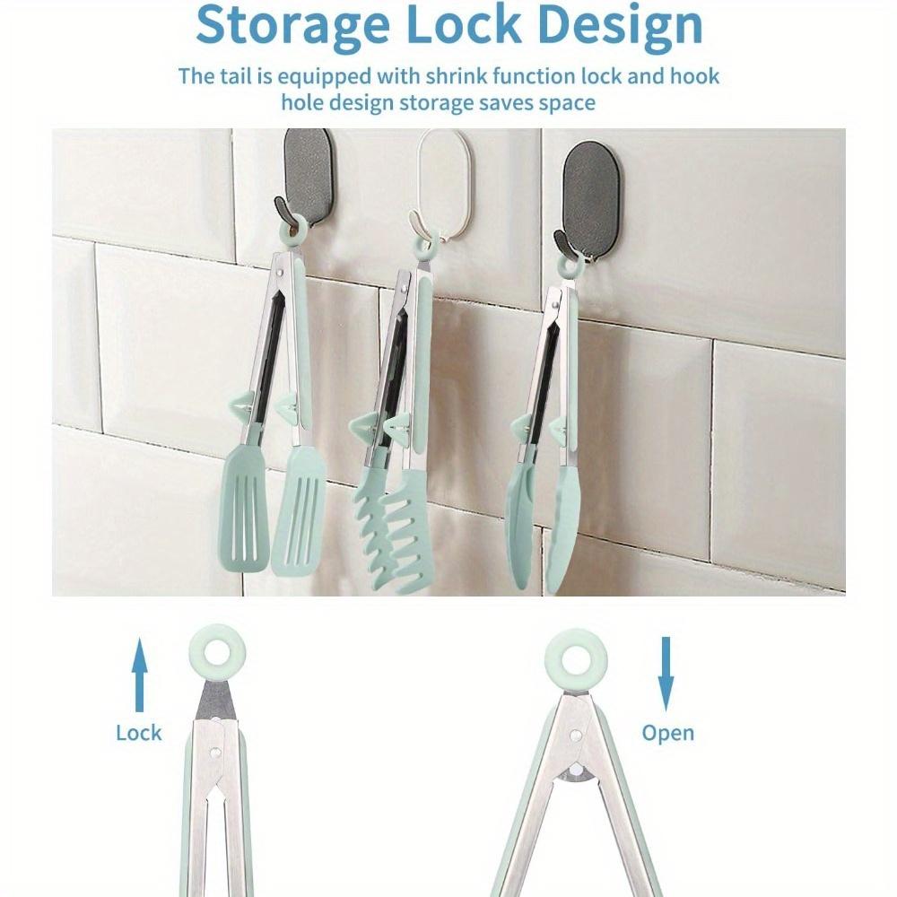 3pcs Stainless Steel Tongs with Silicone Tips Ideal for Grilling,Cooking,and Serving Meat,Pasta, and Salads Green Kitchen Tongs with Ergonomic Handles