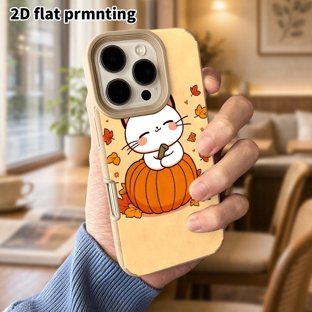 Phone Case: Lambskin 2D Flat Samsung Galaxy A34 A35 M05 M06 S20 S22 S21 FE Plus 5G Protective Case, Little Pumpkin Cat, Christmas and Halloween Gift