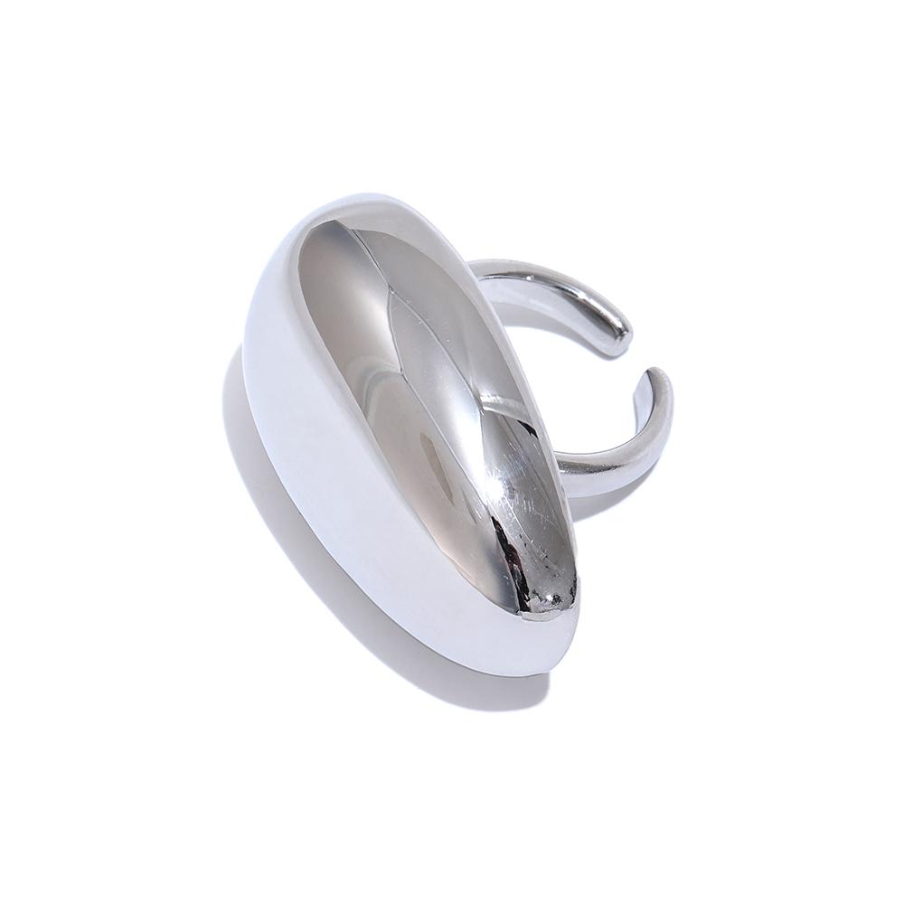 

Yhpup 18K Gold Plated Stainless Steel Sleek Geometric Statement Ring for Women Rust Proof Metal Trendy Jewelry Accessories New 7