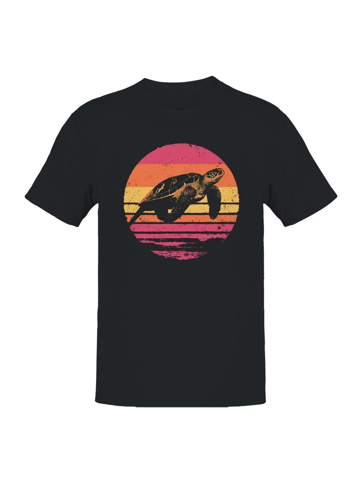 Vintage Sunset Sea Turtle Art Men s T-shirt XL