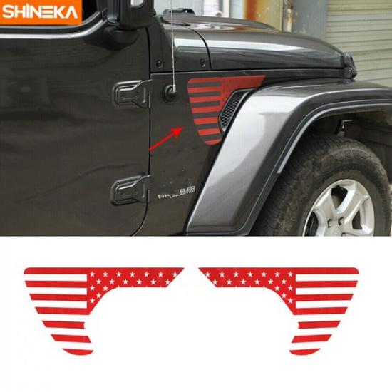 Side Fender Air Vent Decal Trim Sticker For Jeep Wrangler JL JT Red Carbon Fiber