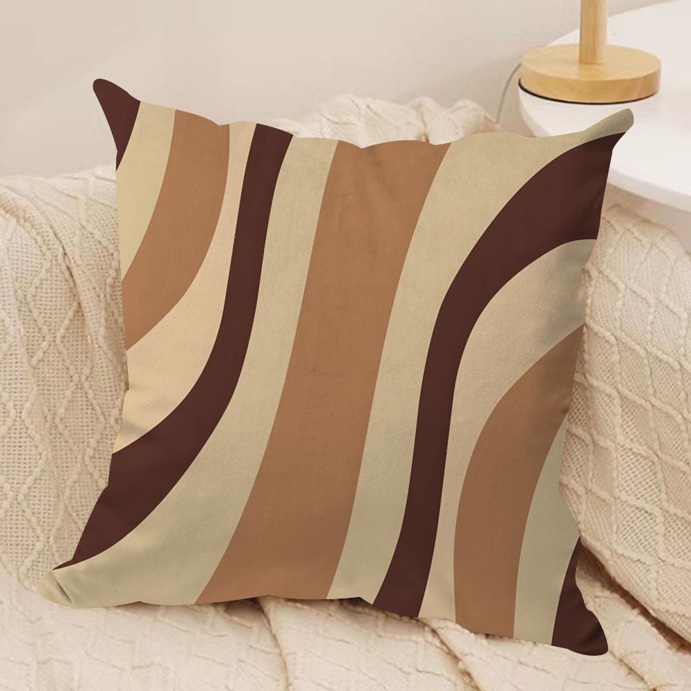 Fashion Simple Geometric Cushion Cover Soft Plush Fabric Double-Sided Printed Sofa Cushion Cover for All Seasons Home Decor Gift