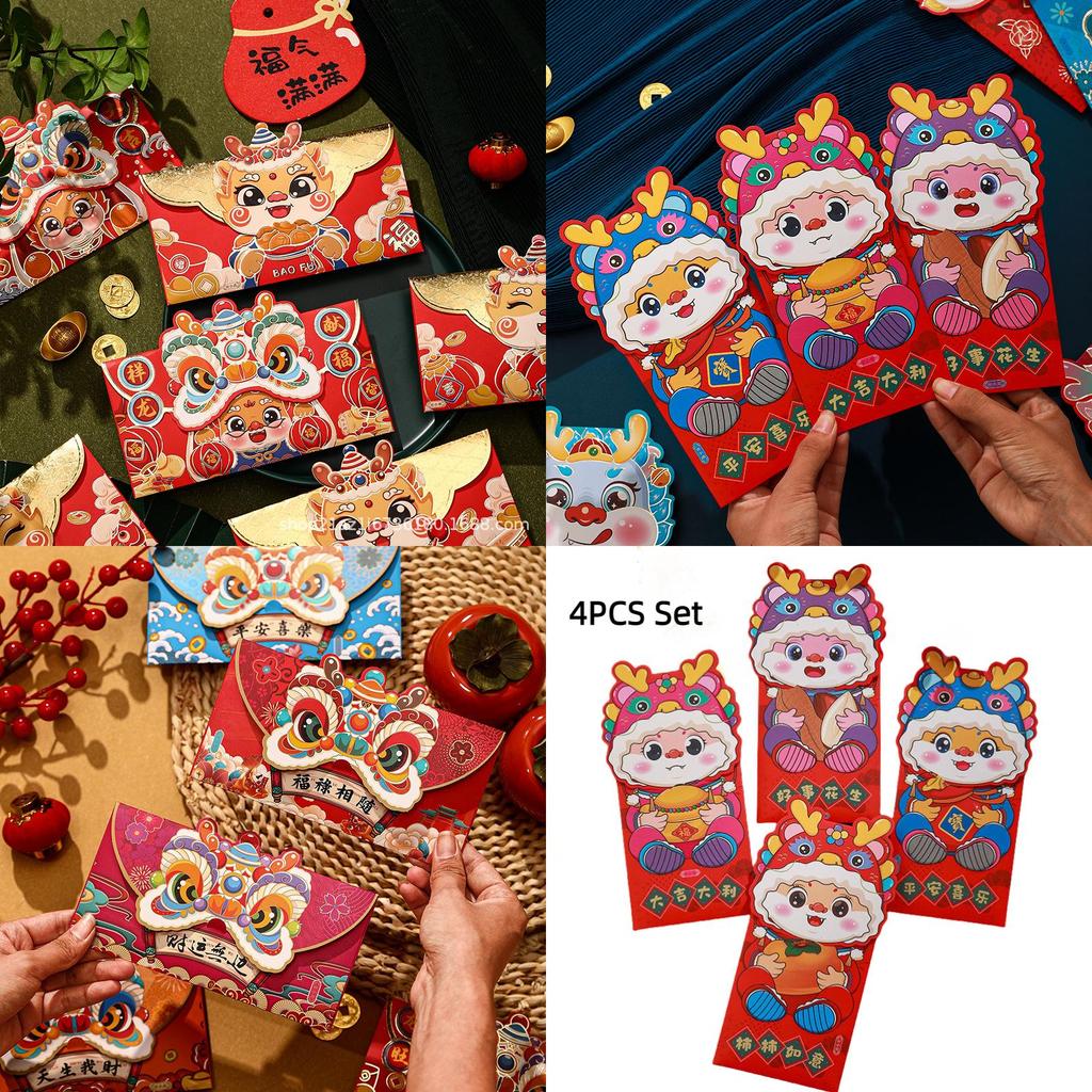 2024 Neujahr Chinesisches Tierkreiszeichen Rote Umschlagtasche Für Frühlingsfest Feier Papier Material