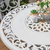 White Wrought Iron Cast Aluminum Outdoor Patio Table and Chairs Set - Waterproof Villa Courtyard Garden Balcony Furniture