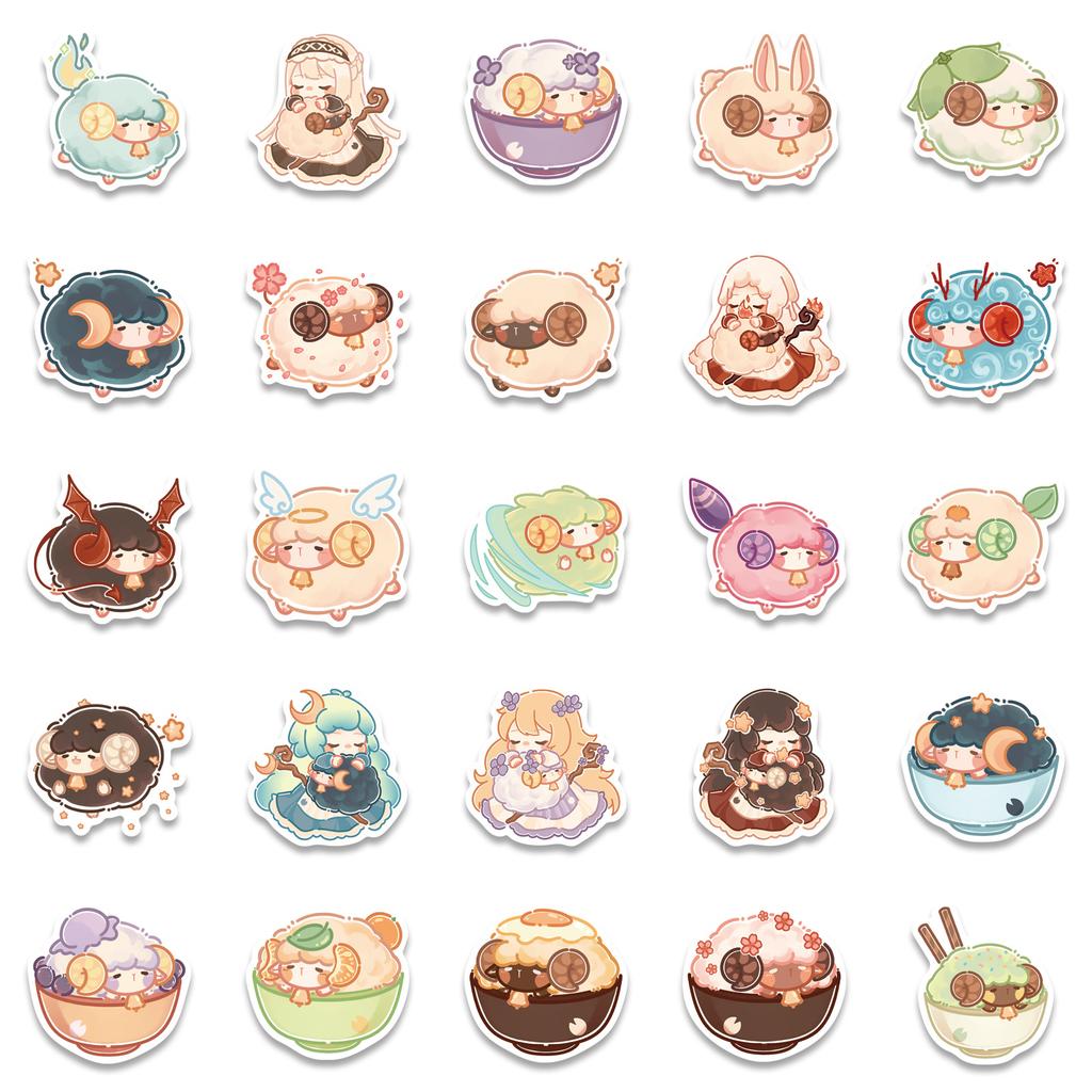 50 Cartoon Magic Lamb Graffiti Stickers Trolley Box Water Cup Diary Waterproof DIY Stickers