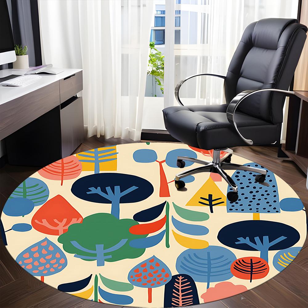 1pc Forest, Nature Office Round Rug, Non-slip, Soft and Durable Office Rug for Interior Decoration, Perfect for Office, Beautiful Decoration yy2603120