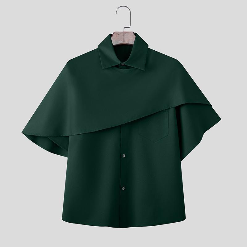 INCERUN Herren Kurzarm Einfarbig Fake Zweiteilige Freizeithemden Tops