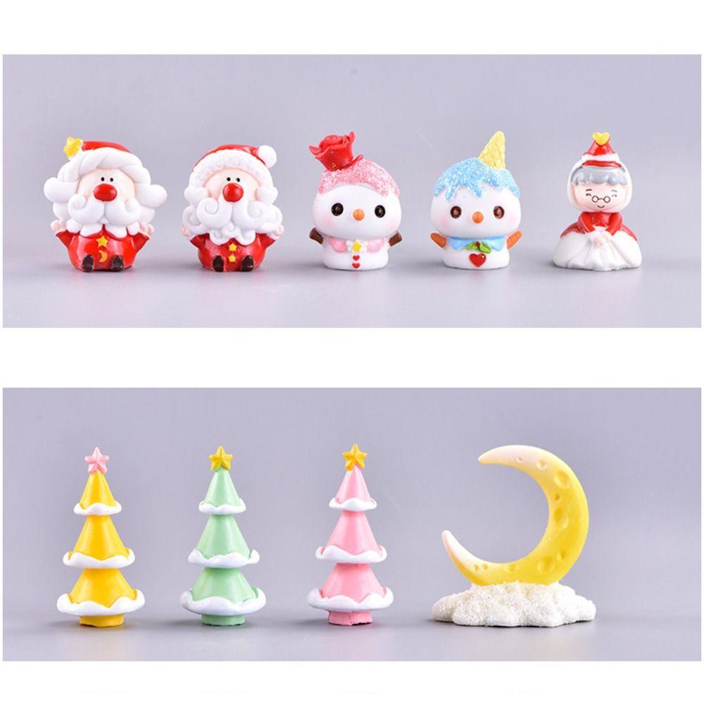 Resin Christmas Miniature Figurine Cartoon Snowman Car Decoration  Landscape Garden Pot