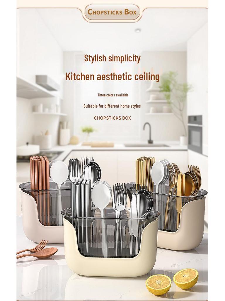 Luxusní organizér na kuchyňskou desku: Multifunkční úložný box na hůlky, příbory a lžíce bez nutnosti vrtání
