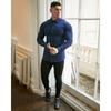 Men Muscle Slim Fit Long Sleeve Turn Down Collar Casual Sports Fitness Shirt