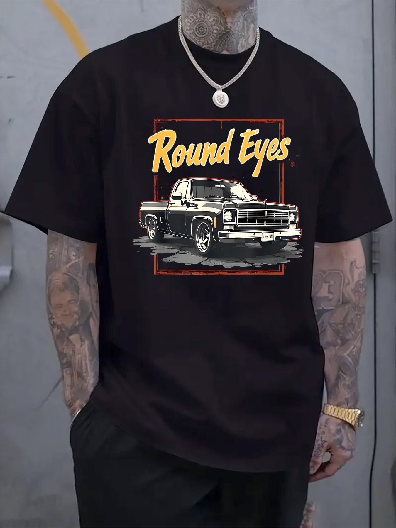 

Vintage Round Eyes Graphic T-shirt - Retro Car & Stars Print XL